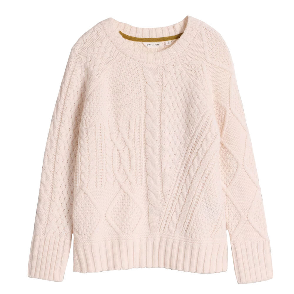 White Stuff Patchwork Cable Jumper